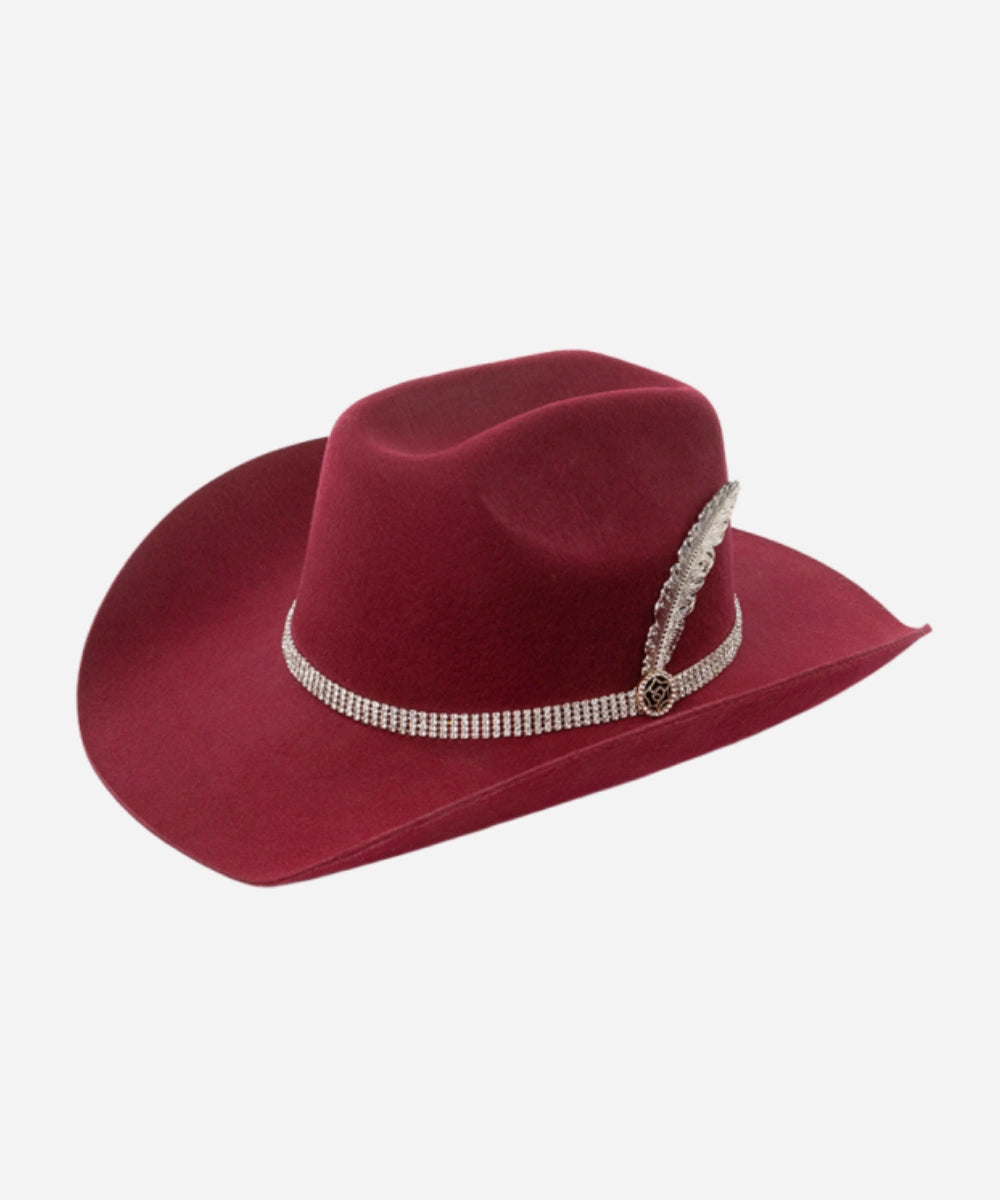 Luxebrims Crimson Luxe Cattleman Fedora – Burgundy Felt Hat