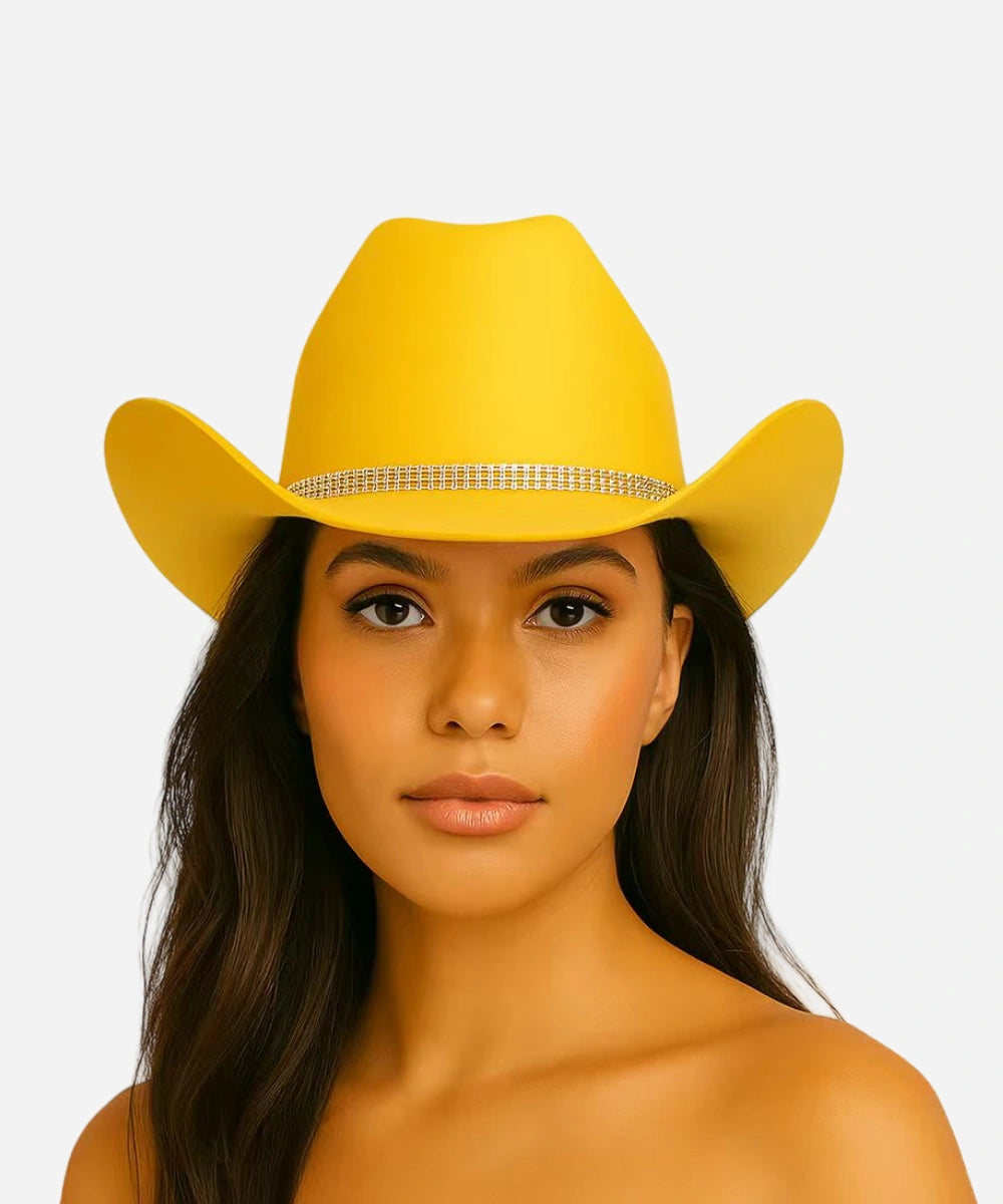 Luxebrims Golden Flair Cattleman Fedora – Bold Yellow Felt Hat