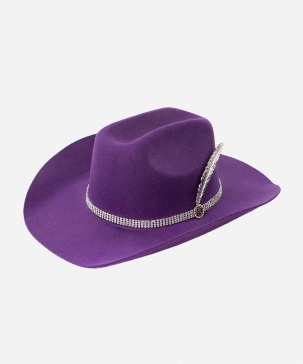 Luxebrims Royal Charm Cattleman Fedora – Purple Felt Hat