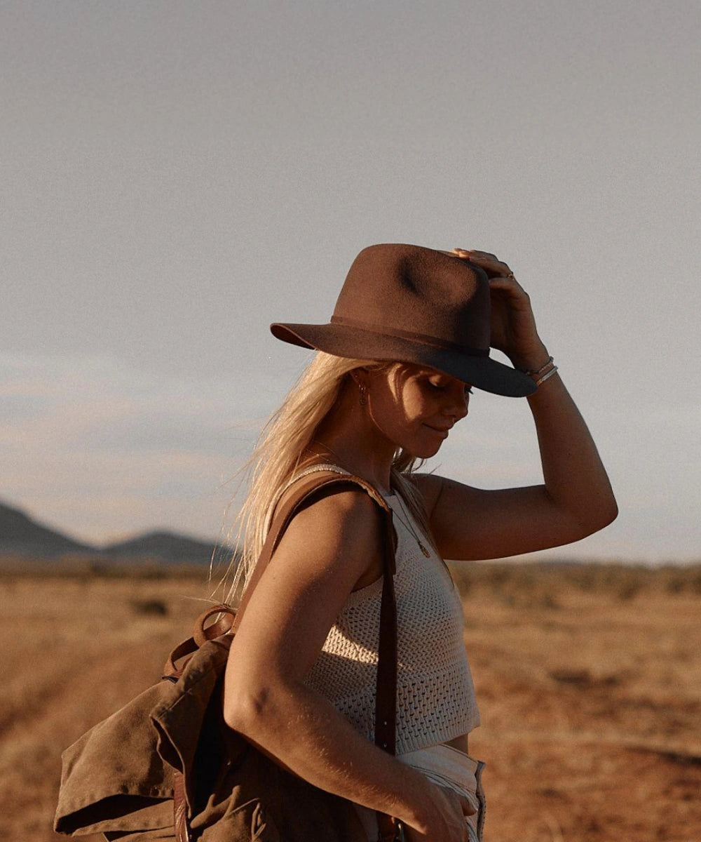 Anderson Brown | Packable Wide Brim Fedora Hat