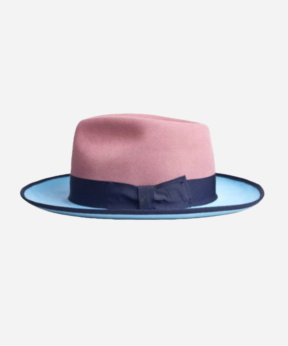 Fox Pink Blue color block fedora