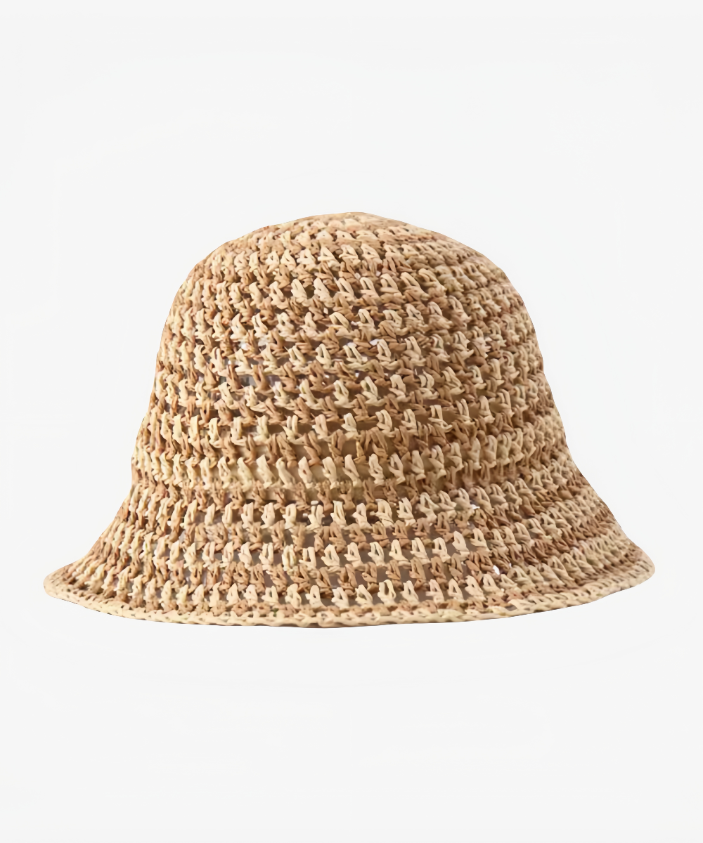 Hand-Crocheted Packable Straw Bucket Hat