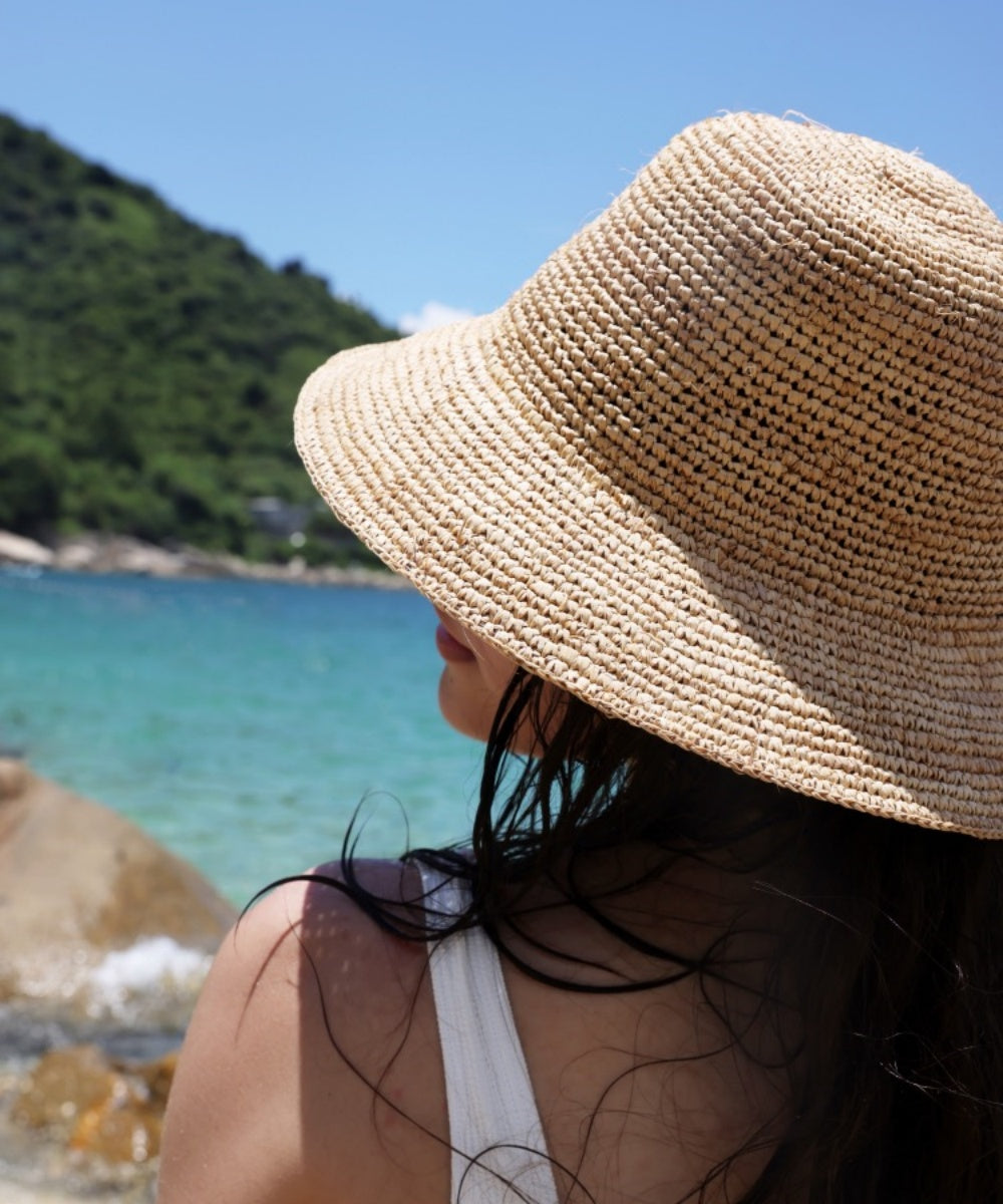 Packable Straw Bucket Hat for Women
