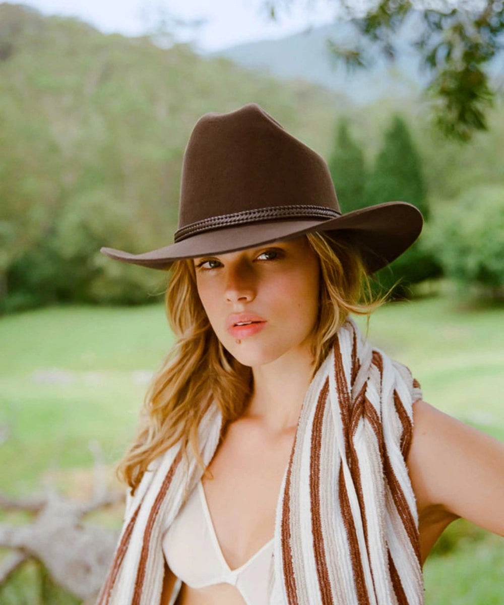 women's cowboy hat - felt tall crown