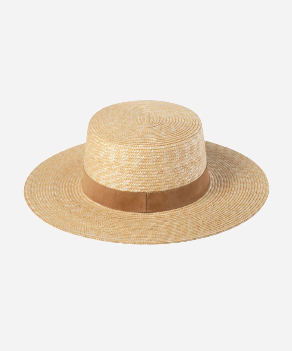 Spencer Suede Boater Hat – Raffia Straw