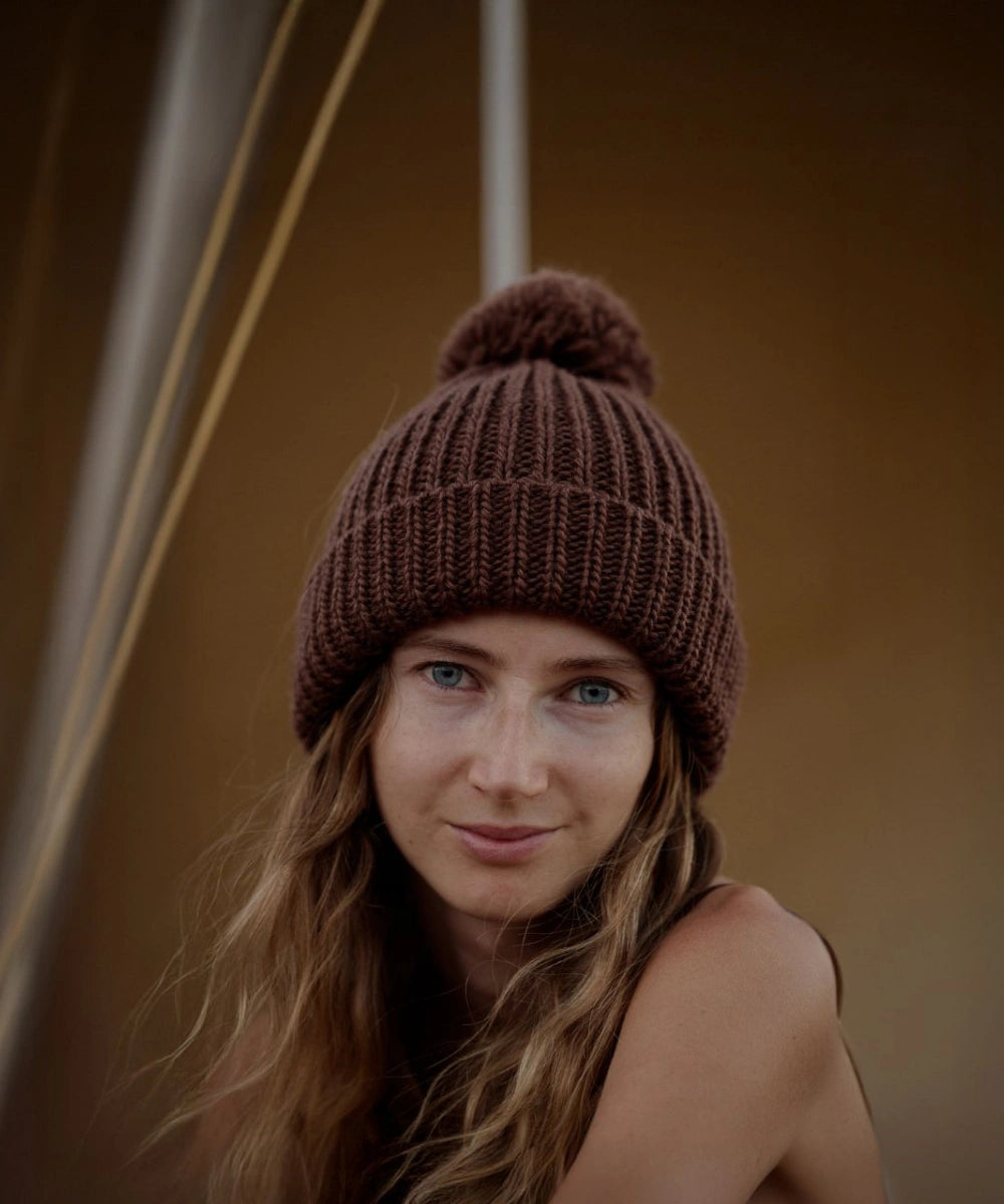 Willow Brown | Chunky Brown Beanie 100% Wool