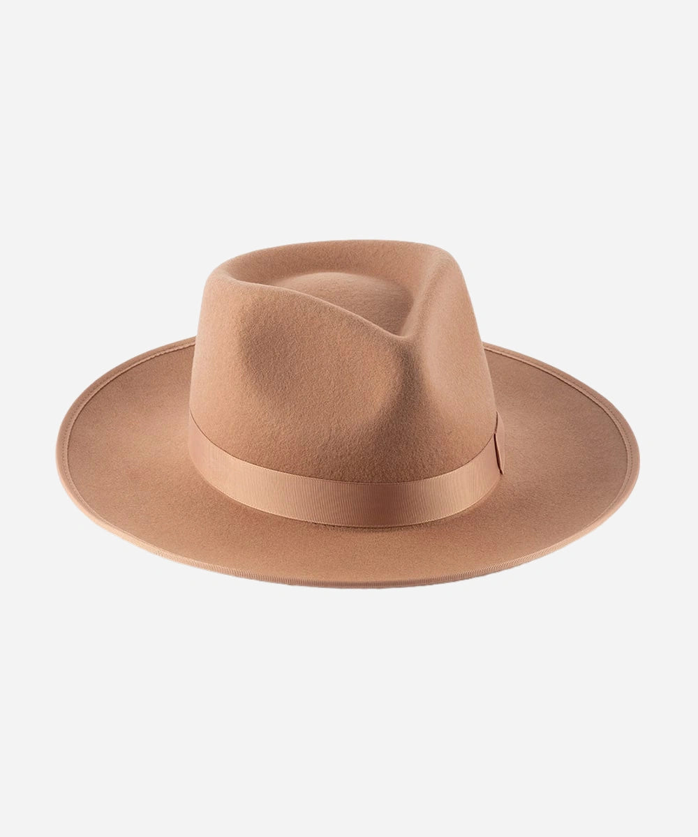 a beautiful pink felt fedora hat for a soft, feminine style