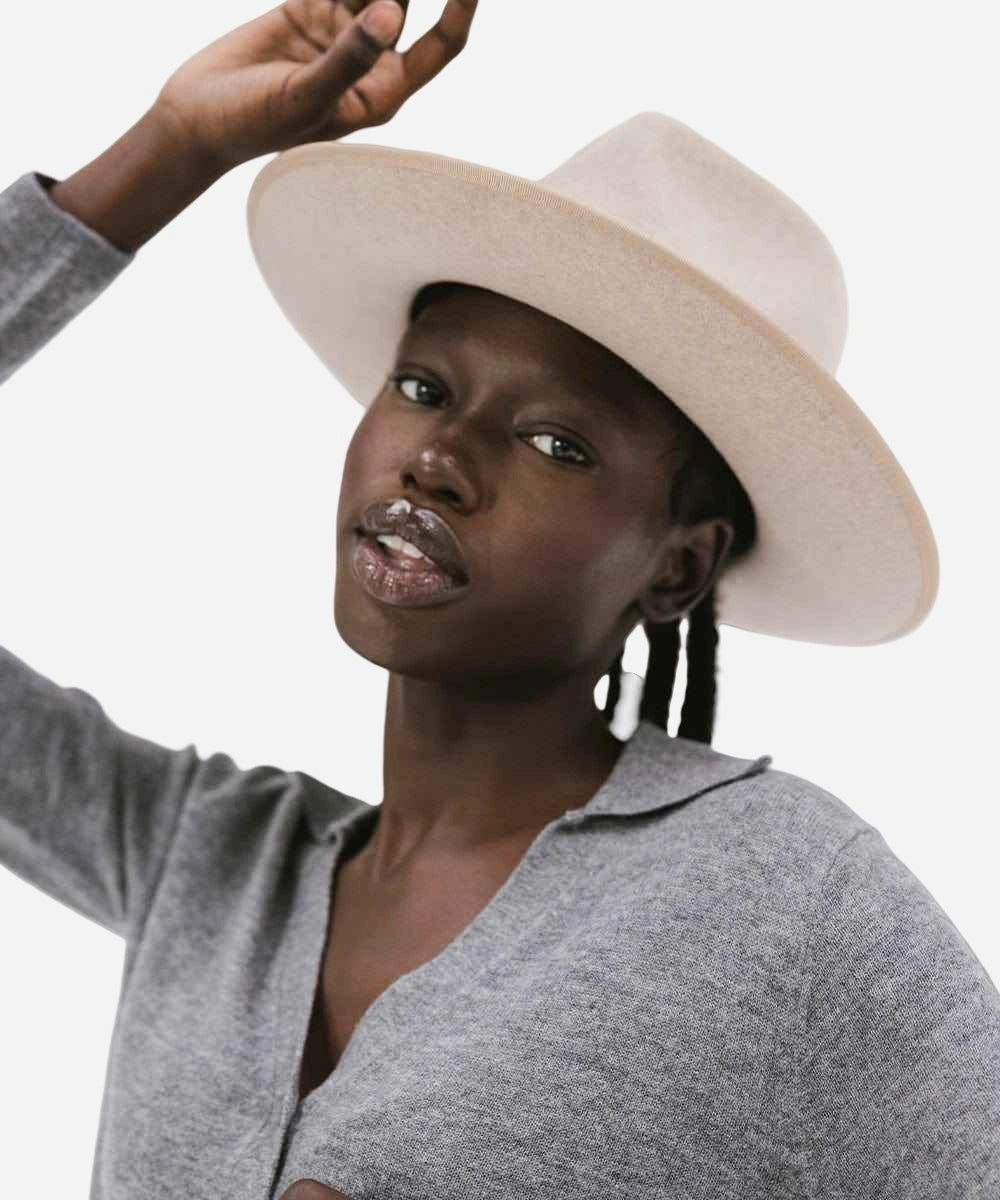 oatmeal fedora hat for women