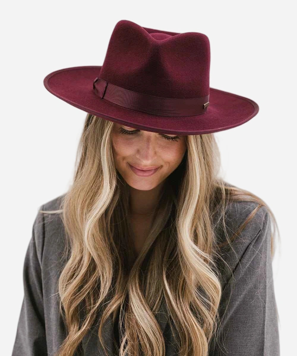 Women's Monroe Rancher Fedora Hat - Wine Color