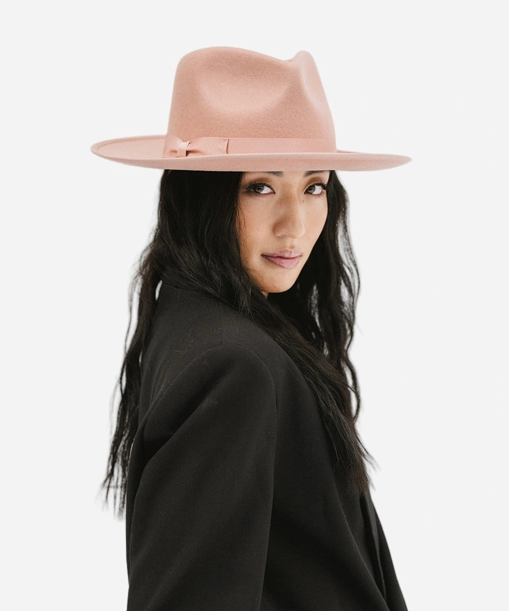 blush pink fedora hat for women