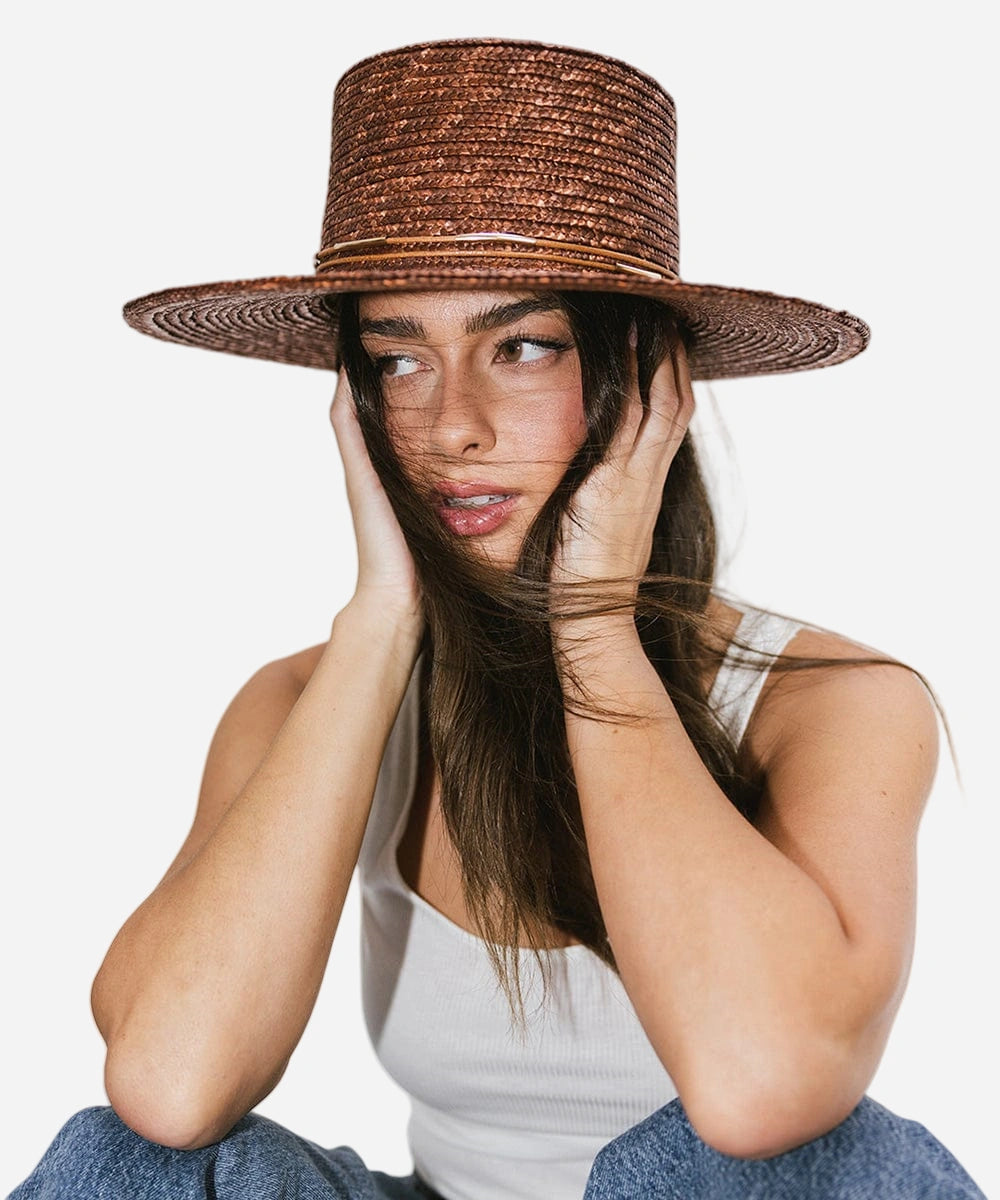 Capri Short Brim Boater Straw Hat