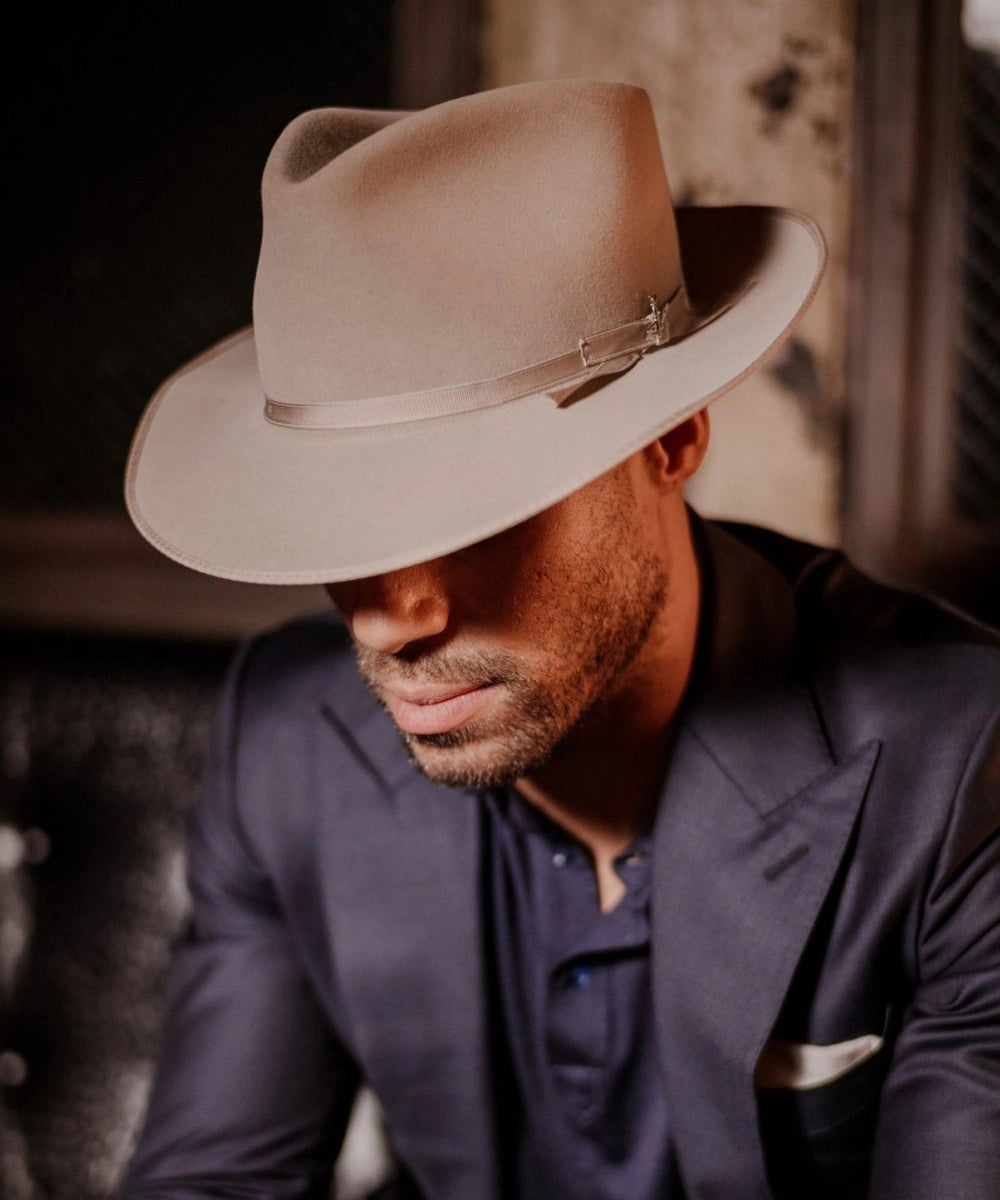 men's beige fur felt fedora